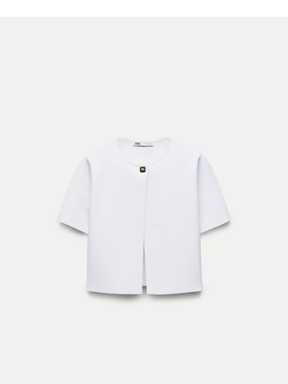 Zara White Smooth Knit Crop Cardigan with Basic Knit Crop Top (SET) - Small